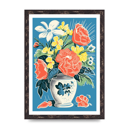 Vase with Vibrant Flowers and Bold Shapes