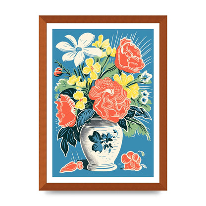 Vase with Vibrant Flowers and Bold Shapes