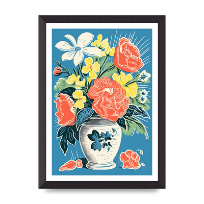 Vase with Vibrant Flowers and Bold Shapes