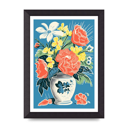 Vase with Vibrant Flowers and Bold Shapes