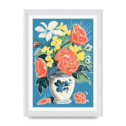 Vase with Vibrant Flowers and Bold Shapes