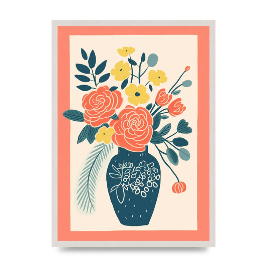 Lively Vase with Radiant Hues and Vivid Blooms