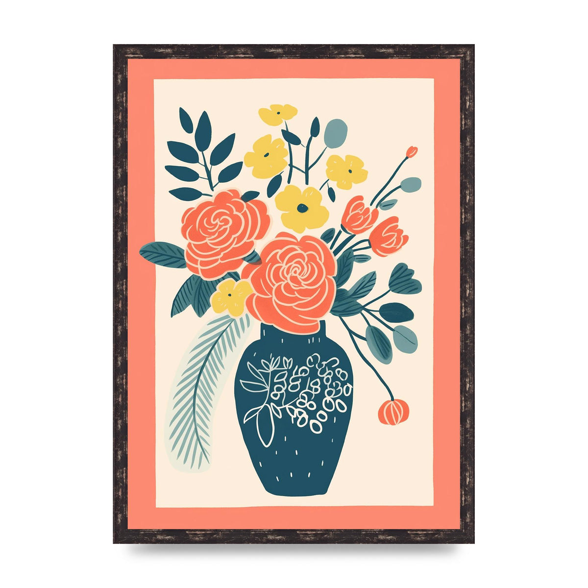 Lively Vase with Radiant Hues and Vivid Blooms