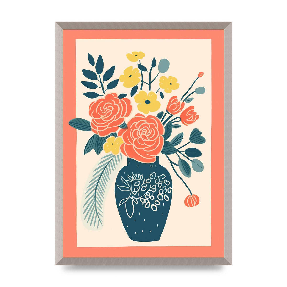 Lively Vase with Radiant Hues and Vivid Blooms