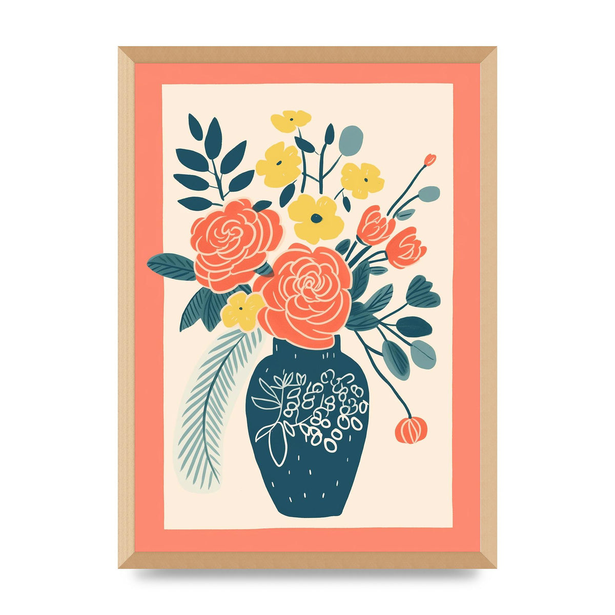 Lively Vase with Radiant Hues and Vivid Blooms