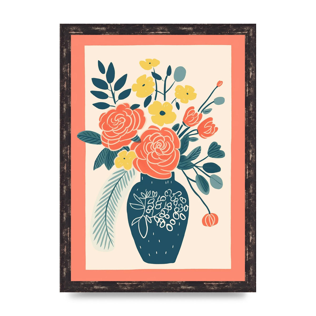 Lively Vase with Radiant Hues and Vivid Blooms