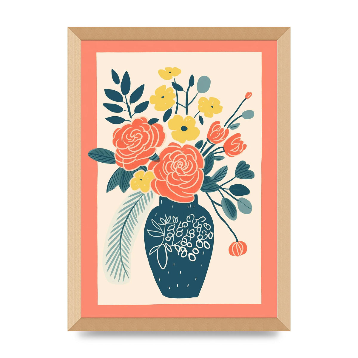 Lively Vase with Radiant Hues and Vivid Blooms