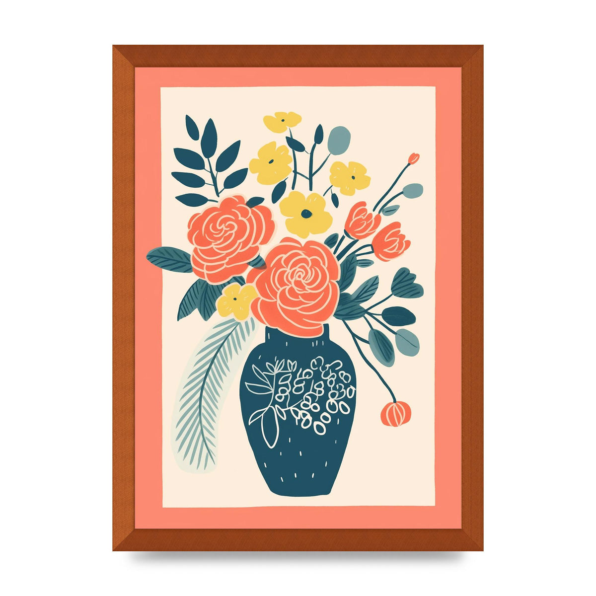 Lively Vase with Radiant Hues and Vivid Blooms