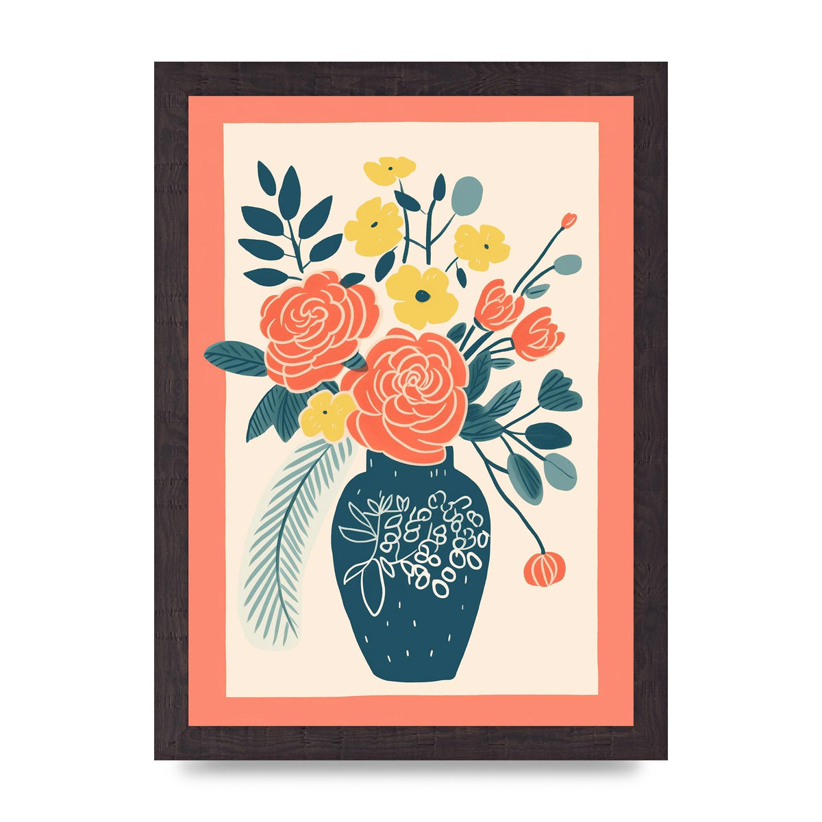Lively Vase with Radiant Hues and Vivid Blooms