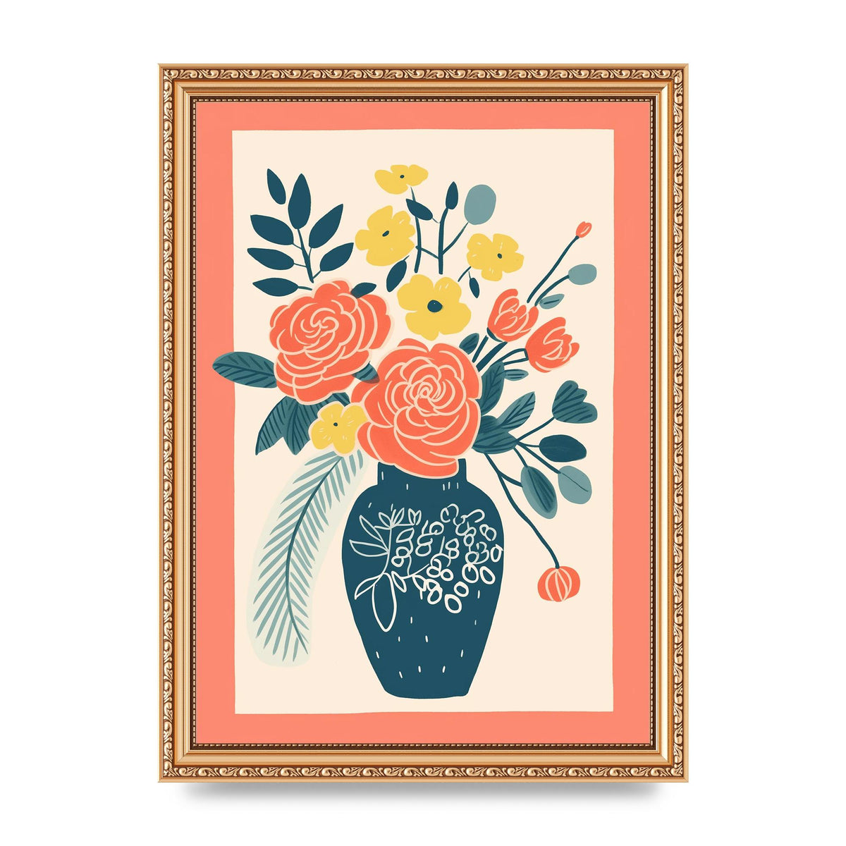 Lively Vase with Radiant Hues and Vivid Blooms