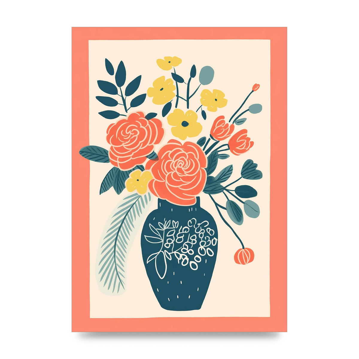 Lively Vase with Radiant Hues and Vivid Blooms