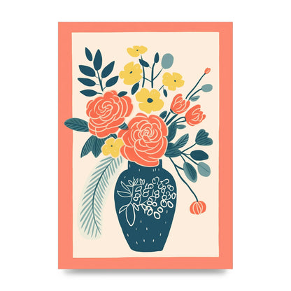 Lively Vase with Radiant Hues and Vivid Blooms