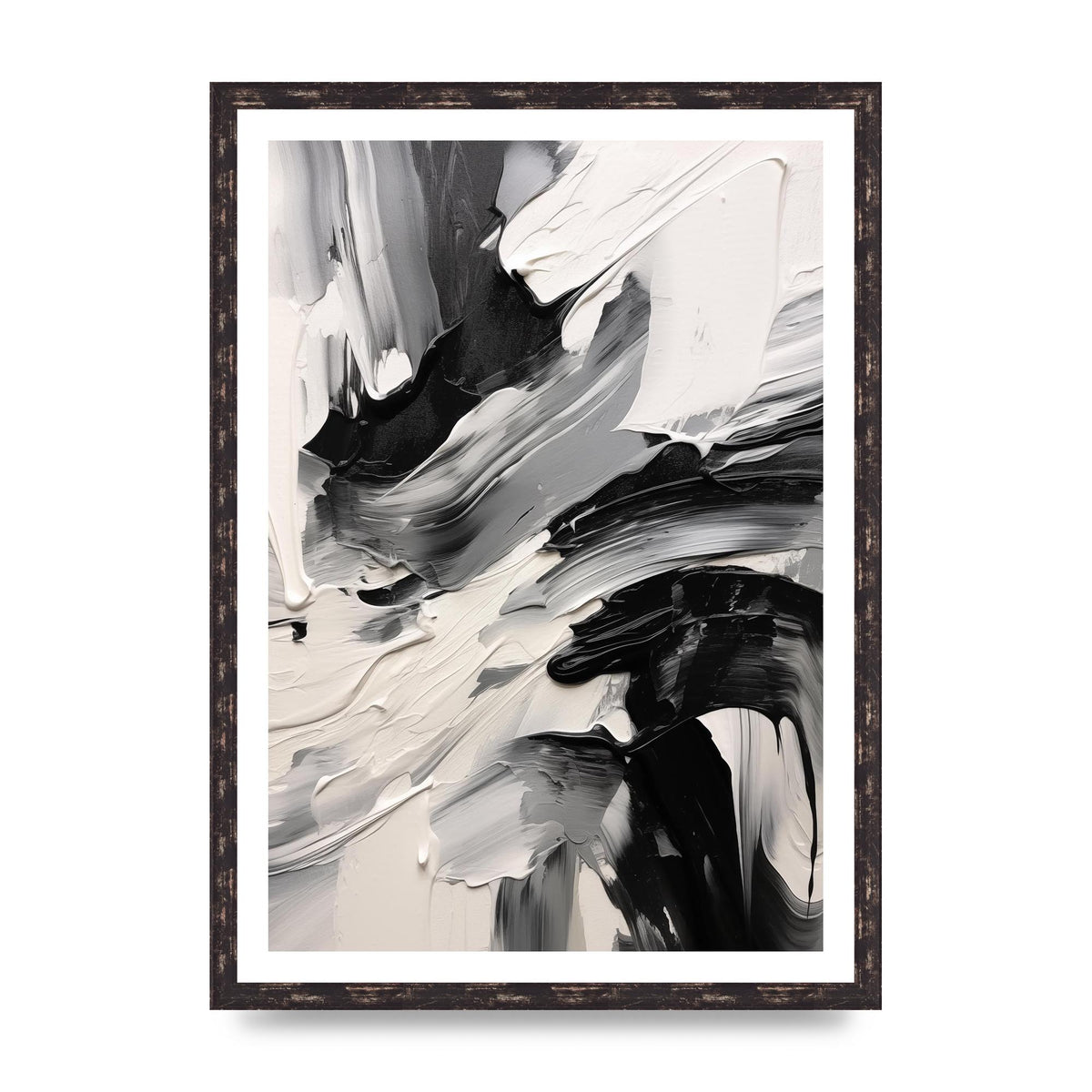 Striking Black and White Abstract Painting
