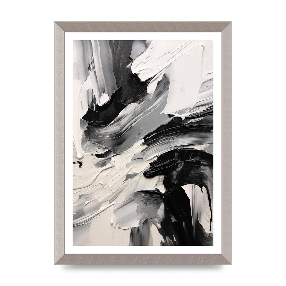 Striking Black and White Abstract Painting