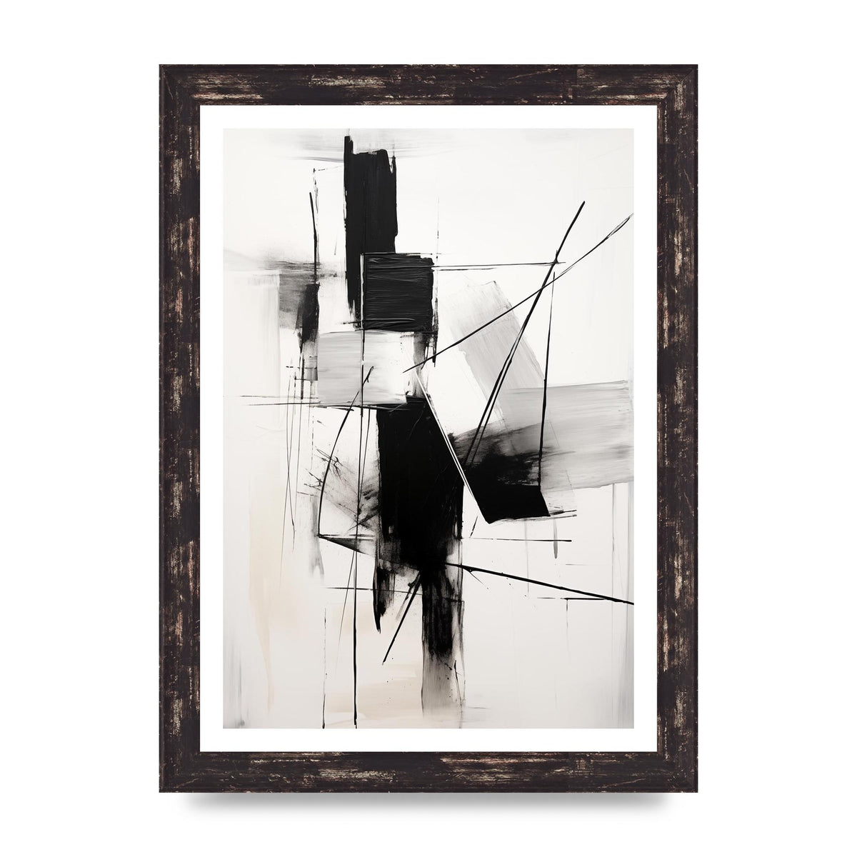 Dynamic Charcoal Composition in Black and White
