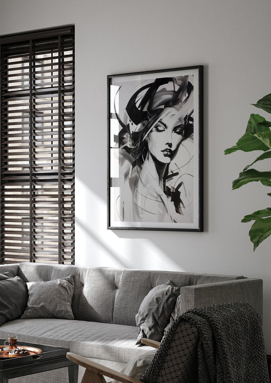Expressive Charcoal Piece with Vibrant Contrast