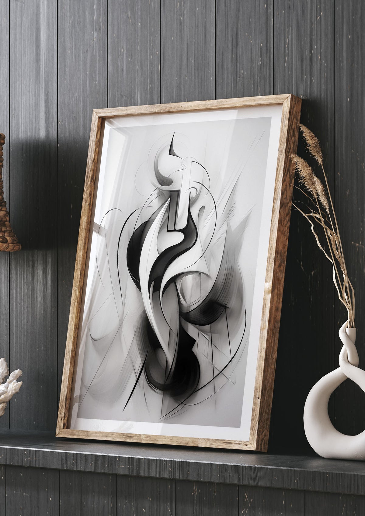 Stylish Ink Drawing with Flowing Lines