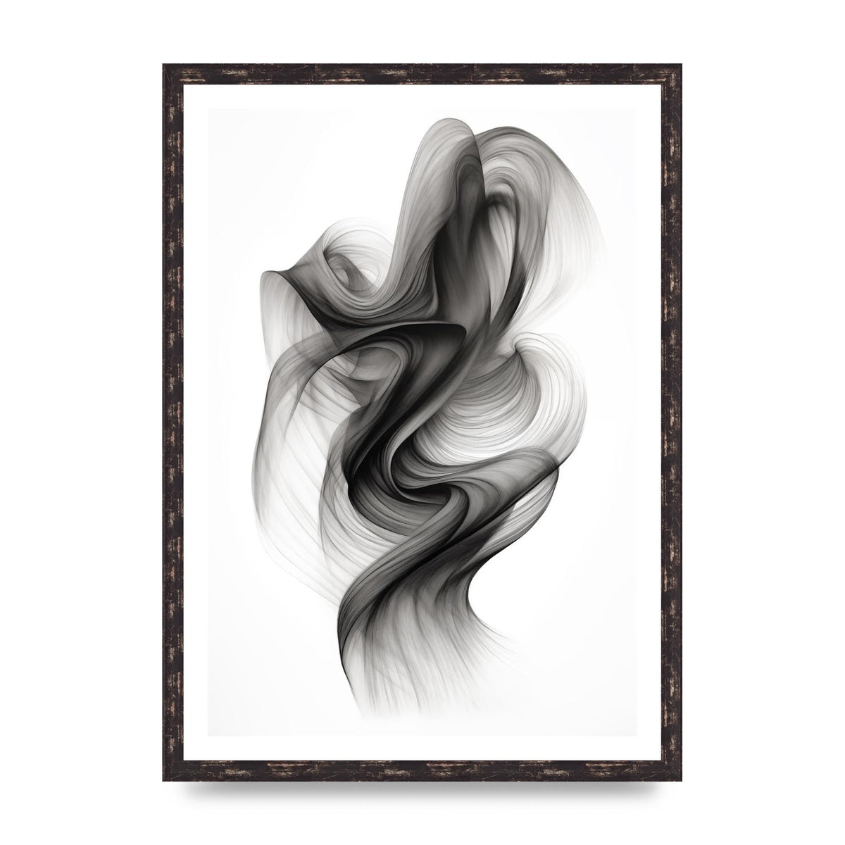 Minimalistic Flowing Black and White Ink Lines