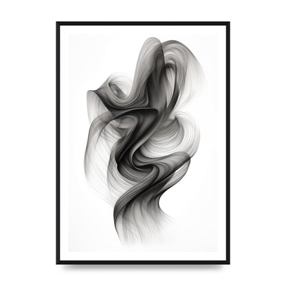 Minimalistic Flowing Black and White Ink Lines