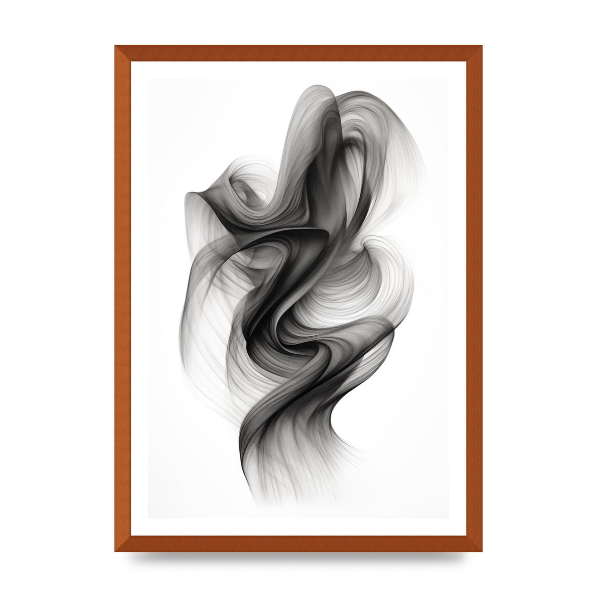 Minimalistic Flowing Black and White Ink Lines