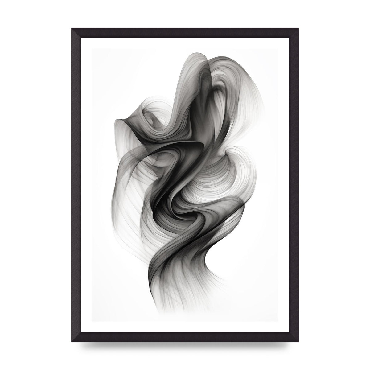 Minimalistic Flowing Black and White Ink Lines