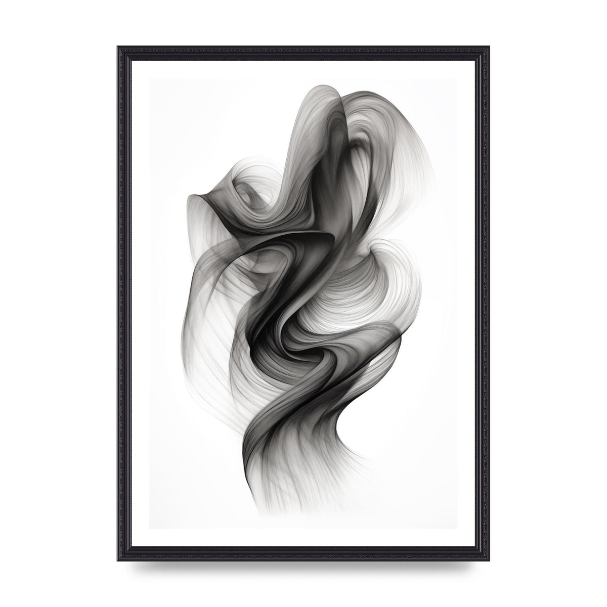 Minimalistic Flowing Black and White Ink Lines
