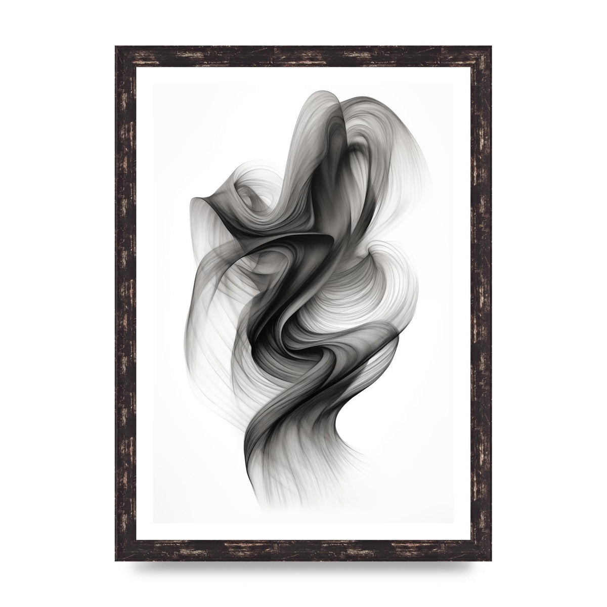 Minimalistic Flowing Black and White Ink Lines