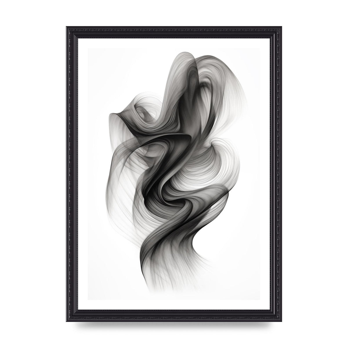 Minimalistic Flowing Black and White Ink Lines