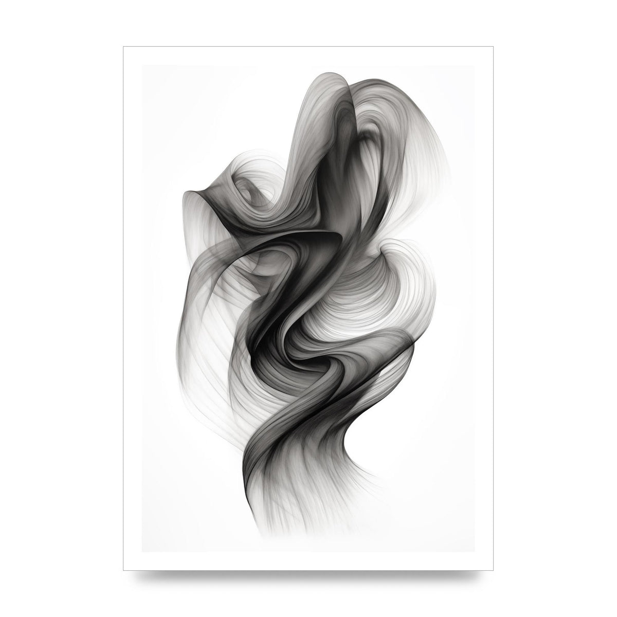 Minimalistic Flowing Black and White Ink Lines