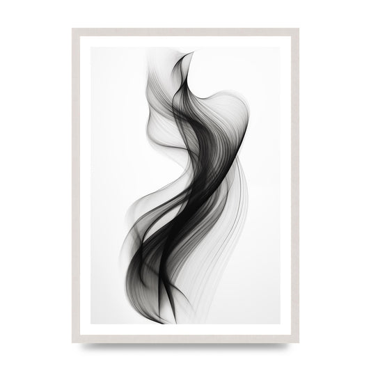 Abstract Organic Shapes in Monochrome, print in an A2 white saw cut grain frame