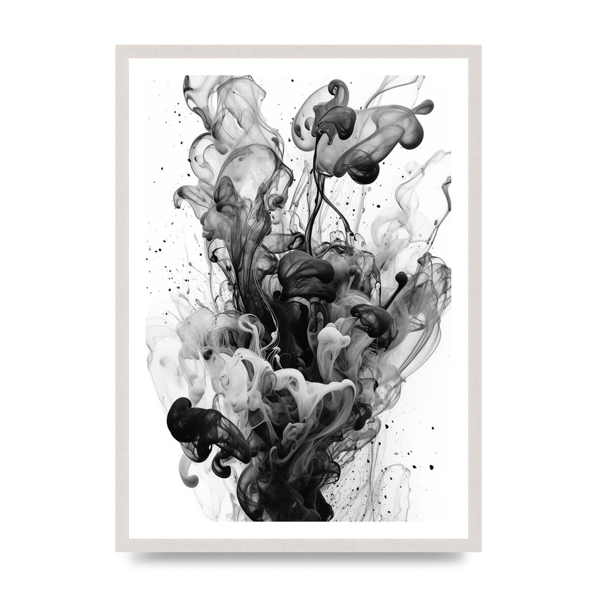 Abstract Monochromatic Oil Artwork with Mood, print in an A2 white saw cut grain frame