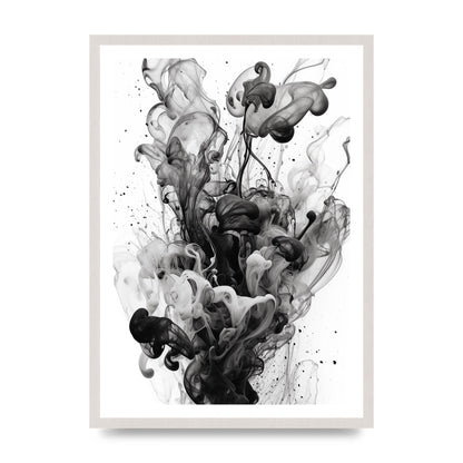 Abstract Monochromatic Oil Artwork with Mood, print in an A2 white saw cut grain frame