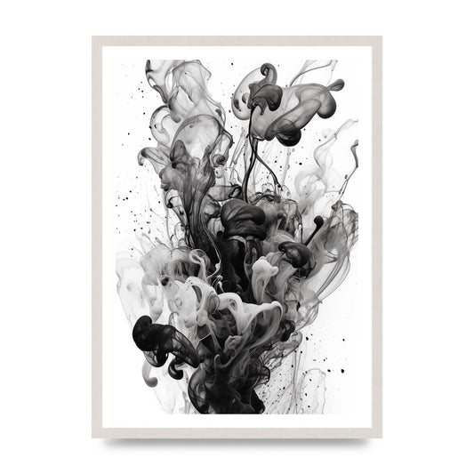 Abstract Monochromatic Oil Artwork with Mood, print in an A2 white saw cut grain frame