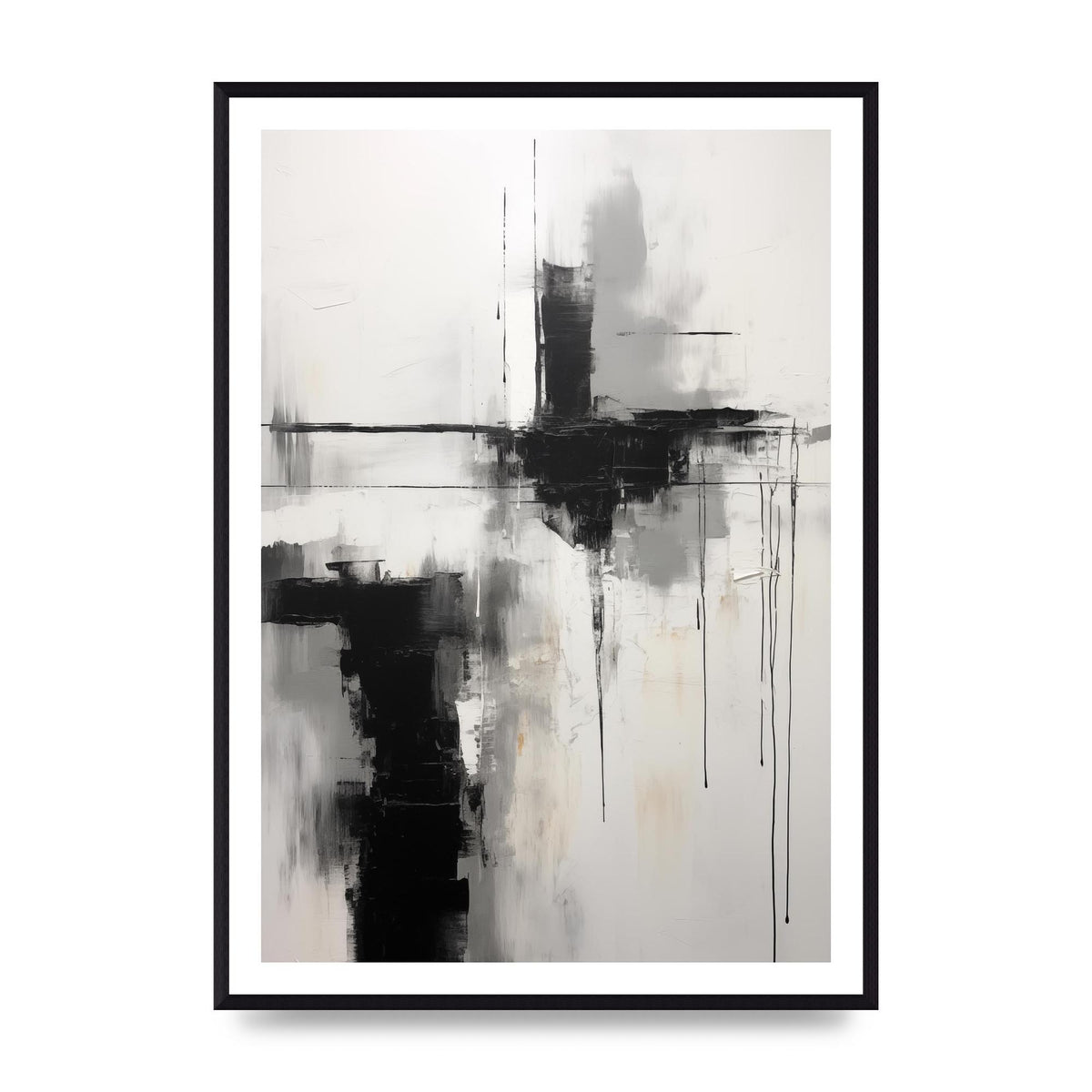 Minimal Oil Painting with Moody Black and White