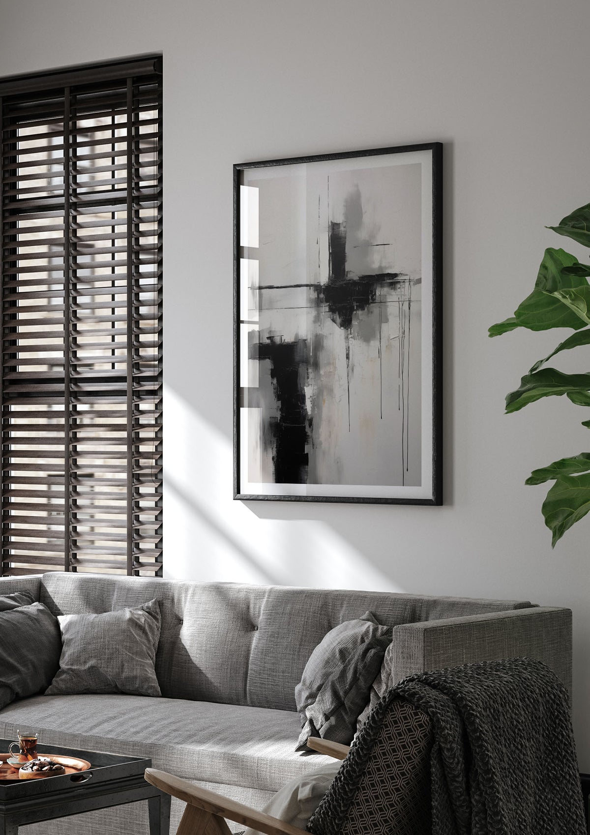 Minimal Oil Painting with Moody Black and White