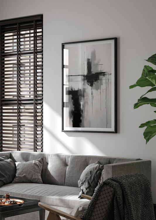 Minimal Oil Painting with Moody Black and White