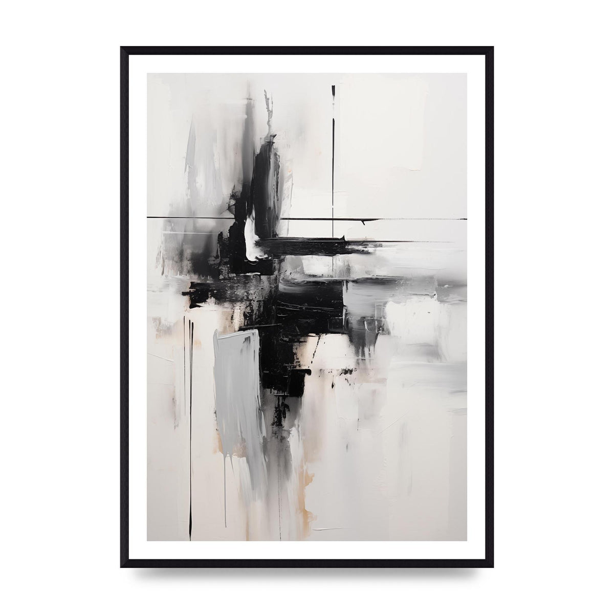 Abstract Cerulean Oil with Swirling Brushwork