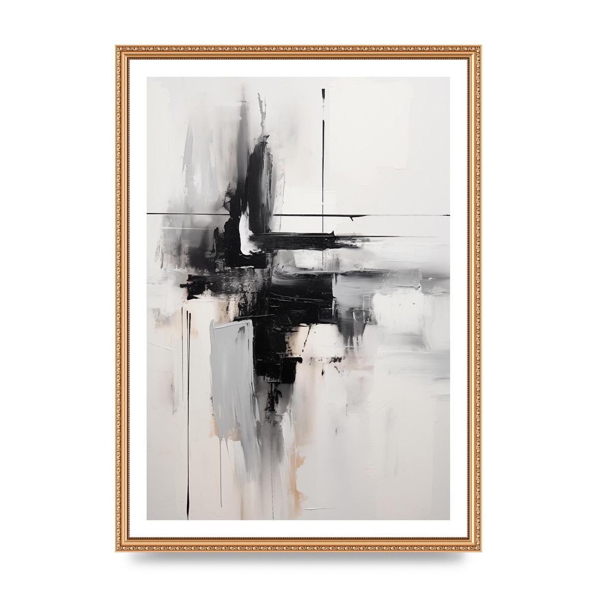 Abstract Cerulean Oil with Swirling Brushwork