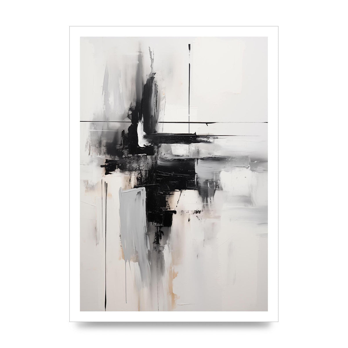 Abstract Cerulean Oil with Swirling Brushwork