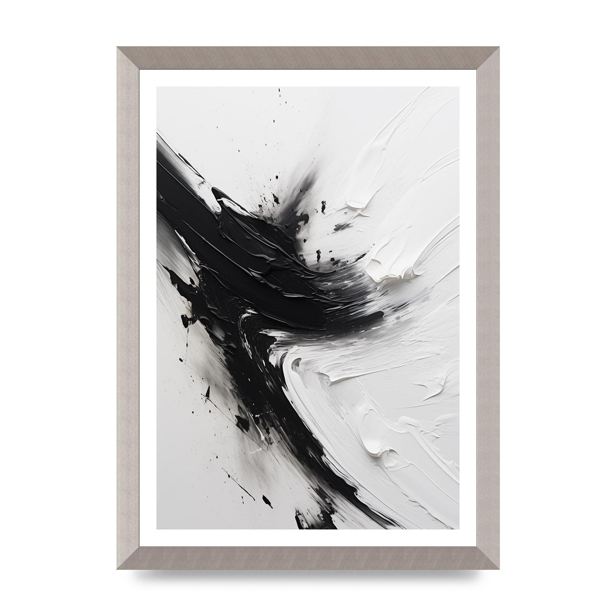 Enigmatic Monochrome Oil with Tumultuous Brushwork