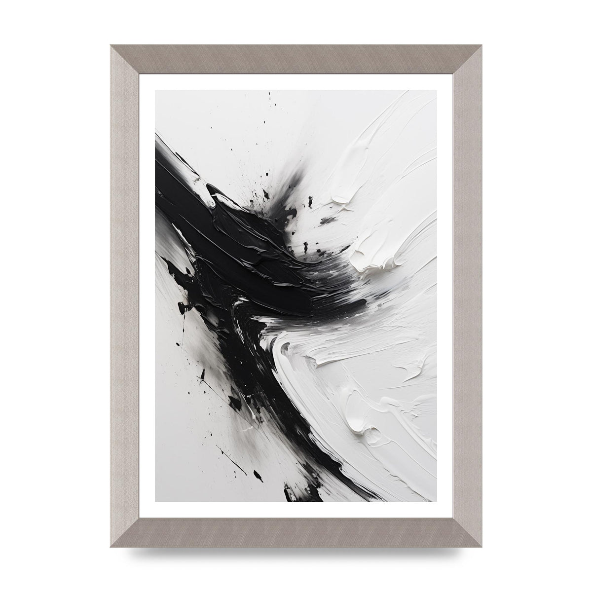 Enigmatic Monochrome Oil with Tumultuous Brushwork