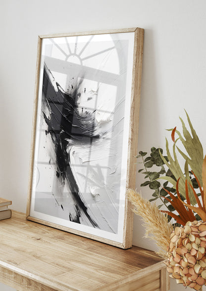 Enigmatic Monochrome Oil with Tumultuous Brushwork