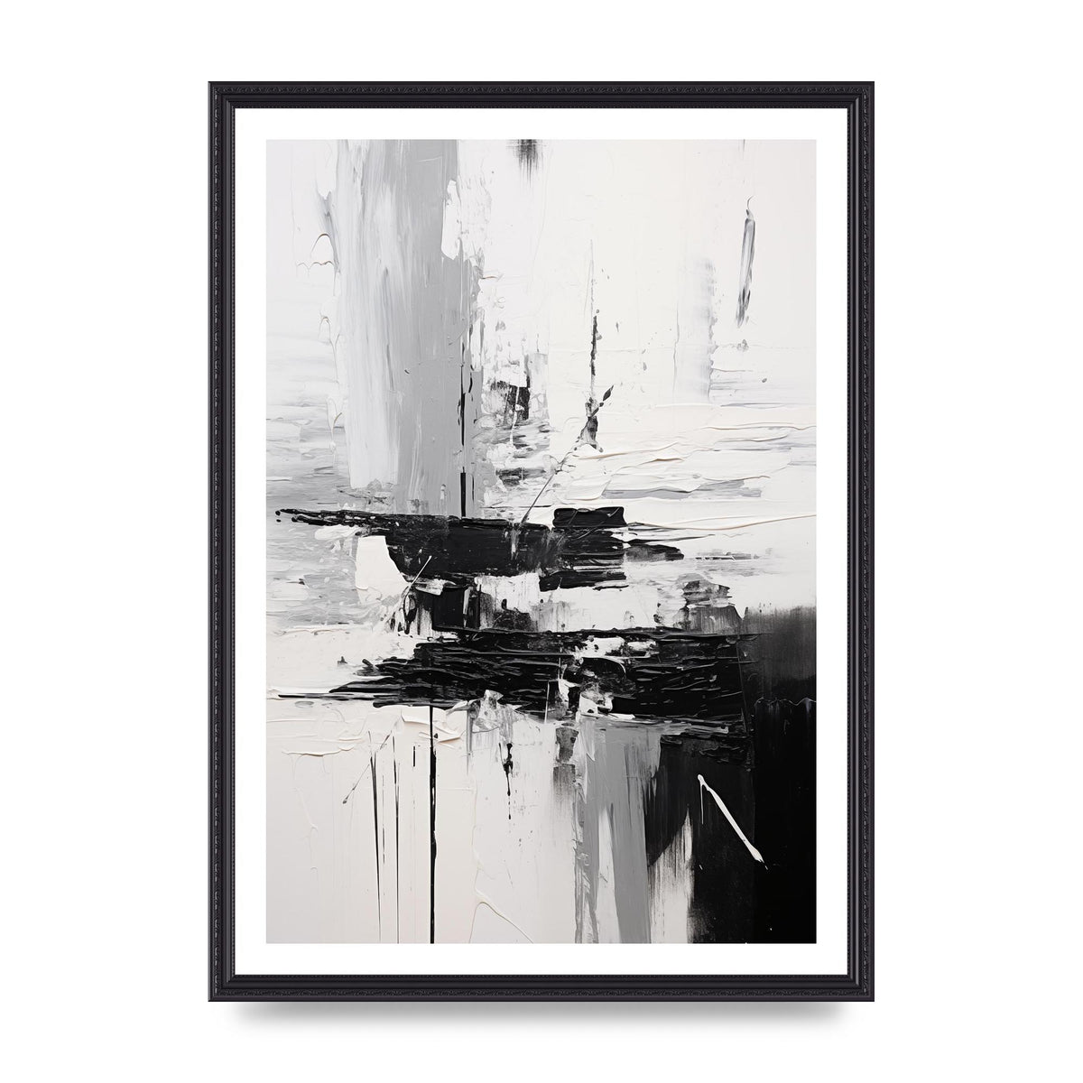 Dynamic Black and White Oil with Abstract Motion