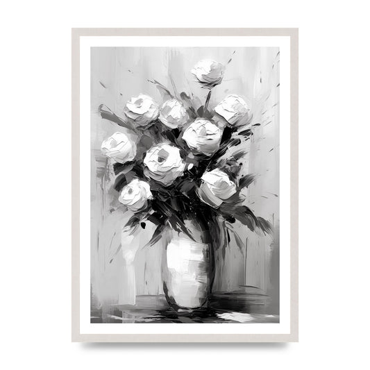 Abstract Harmony in Black and White Acrylic, print in an A2 white saw cut grain frame