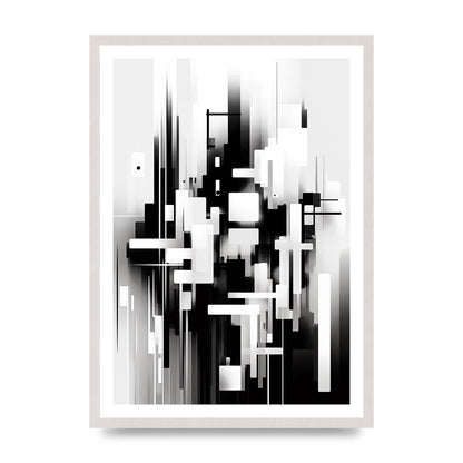 Expressive Oil Painting of Black and White Forest, print in an A2 white saw cut grain frame