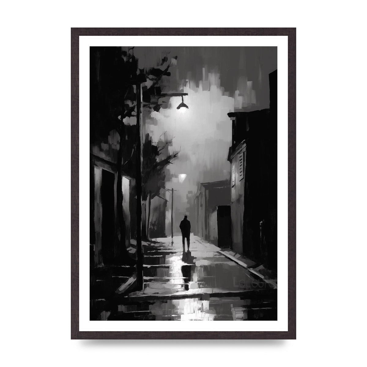 Nocturnal Shades in Black and White Impressionist Style