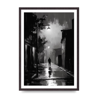 Nocturnal Shades in Black and White Impressionist Style