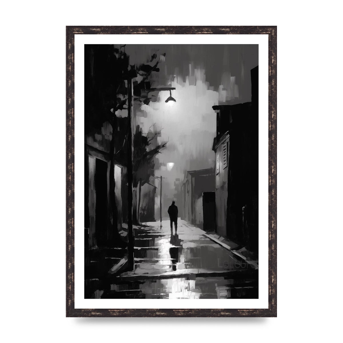 Nocturnal Shades in Black and White Impressionist Style