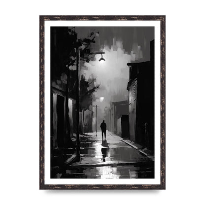 Nocturnal Shades in Black and White Impressionist Style