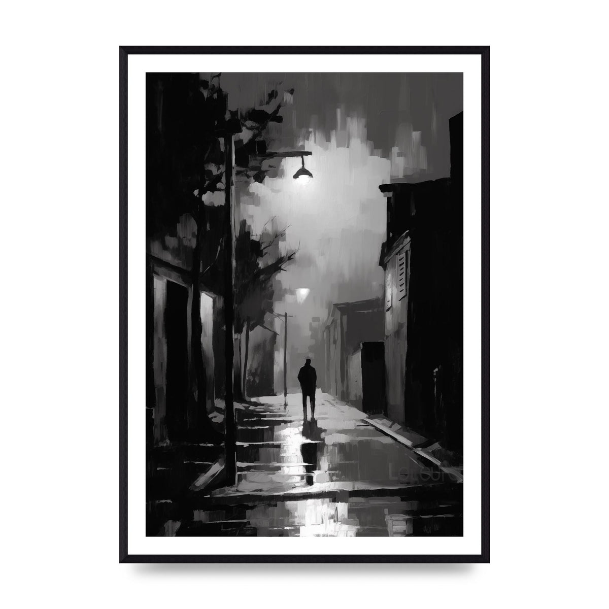 Nocturnal Shades in Black and White Impressionist Style